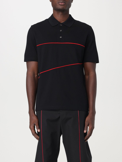 Ferragamo Piped-detail Cotton Polo Shirt In Black