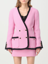 Alessandra Rich Contrast-trim Bouclé Tweed Jacket In Pink
