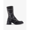 Mista Womens Black Maelene Square-toe Leather Ankle Boots In Black