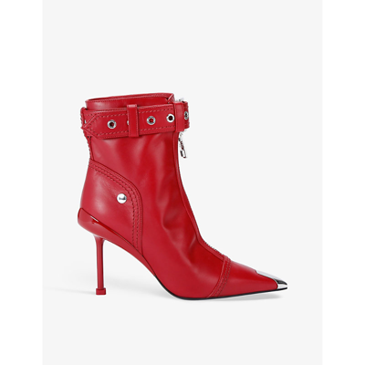 Alexander Mcqueen Buckle-fastening Leather Ankle Boots In Red Comb