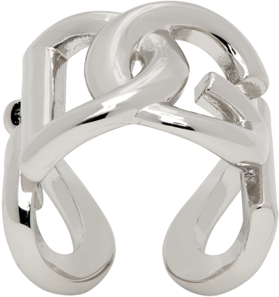 Dolce & Gabbana Silver-tone Chunky Logo Ring In Brass Man