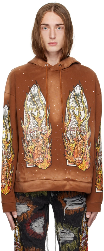 Who Decides War Men's Flame Glass Graphic Hoodie In Rust