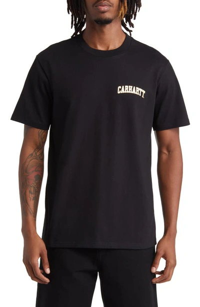 Carhartt University Script Logo T-shirt In Black Gold