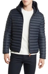 Save The Duck Donald Quilted Hooded Water Resistant Insulated Puffer Jacket In Blue Black