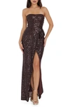 DRESS THE POPULATION KAI STRAPLESS SEQUIN GOWN