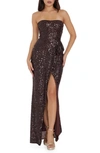 DRESS THE POPULATION DRESS THE POPULATION KAI STRAPLESS SEQUIN GOWN