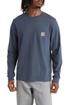 Carhartt Blue Pocket Long Sleeve T-shirt In 0r Ore