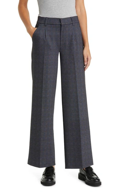 Wit & Wisdom 'ab'solution Plaid Skyrise Wide Leg Ponte Trousers In Charcoal Blue Multi