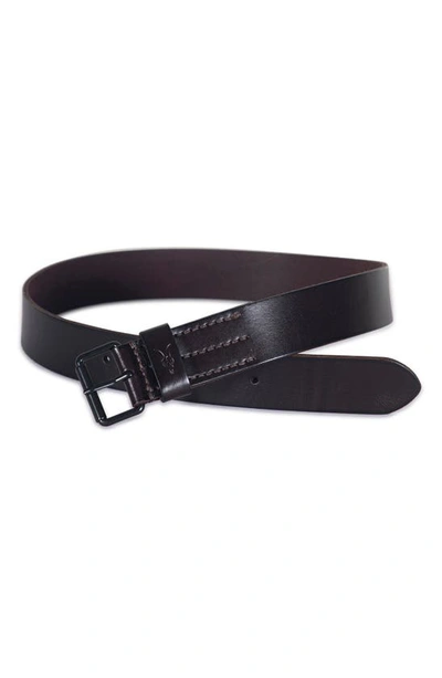 Allsaints Reversible Leather Belt In Bitter Brown/ Matte Black