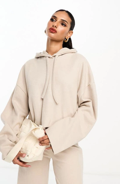 Asos Design Oversize Brushed Hoodie In Beige