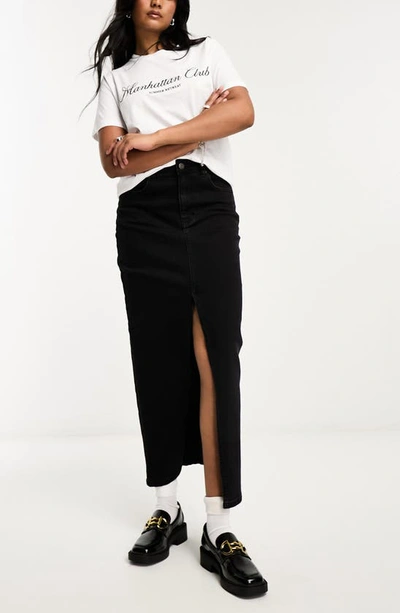 Asos Design Denim Maxi Skirt In Black
