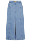 Patou Slit-detail Organic-denim Midi Skirt In Blue