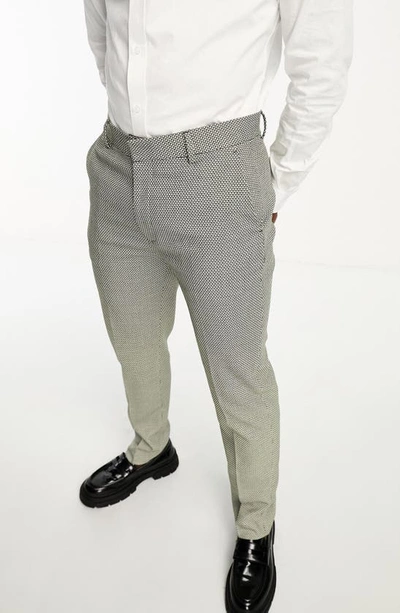 Asos Design Textured Skinny Fit Suit Trousers In Dark Green