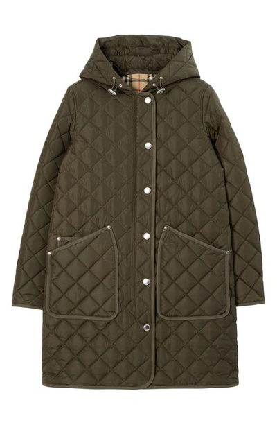 BURBERRY ROXBY QUILTED HOODED LONG JACKET