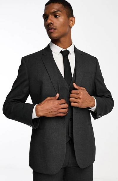 Asos Design Slim Fit Suit Jacket In Charcoal