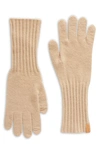 Vince Cashmere Knit Gloves In Camel