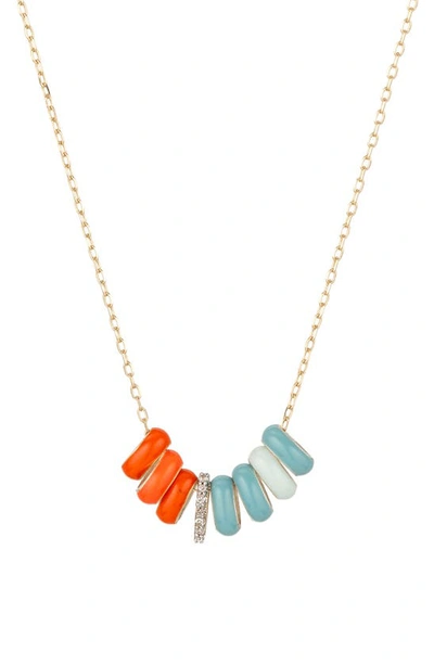 Adina Reyter Pavé Diamond Necklace In Gold/ Orange/ Blue Multi