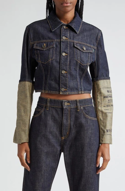 Jean Paul Gaultier Indigo Cropped Denim Jacket In 55 Indigo