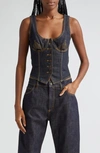 Jean Paul Gaultier Blue Denim Corset Top In Indigo