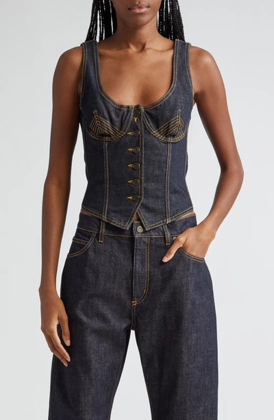 Jean Paul Gaultier Blue Denim Corset Top