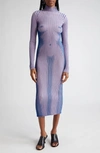 JEAN PAUL GAULTIER BODY MORPH METALLIC TROMPE L'OEIL MERINO WOOL BLEND RIB SWEATER DRESS