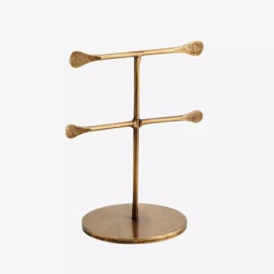 Madam Stoltz Double Level Hand Forged Iron Jewellery Stand In Gold
