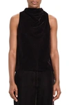 Theory Sleeveless Cowl Neck Stretch Velvet Top In Black