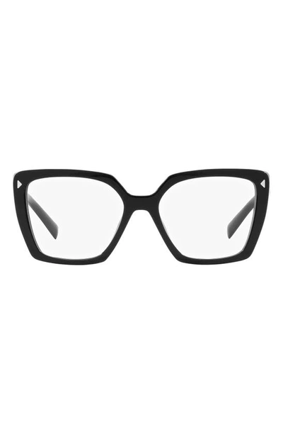 Prada 53mm Square Optical Glasses In Black