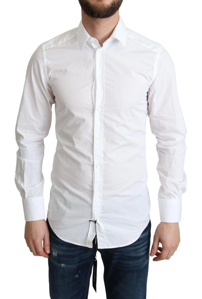 Dolce & Gabbana White Cotton Long Sleeves Men Formal Men's Shirt