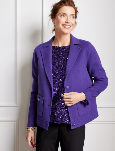 Talbots Double Face Wool Blend Cropped Jacket - Purple Majesty - 22