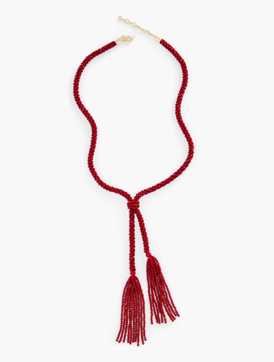 Talbots Beaded Tassel Necklace - Cranberry Red/gold - 001  In Cranberry Red,gold