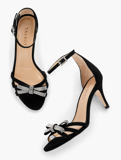 Talbots Erica Ankle Strap Sandals - Suede - Black - 11m