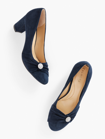 Talbots Ellery Block Heel Pumps - Suede - Blue - 9m