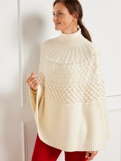 Talbots Plus Exclusive Cable Knit Poncho - Ivory - 3x