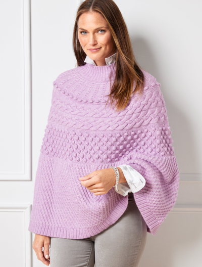 Talbots Plus Exclusive Cable Knit Poncho - Aster Heather - 3x