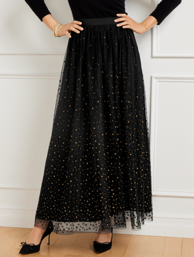Talbots Petite - Patio Skirt - Party Dot - Black/gold - 16  In Black,gold