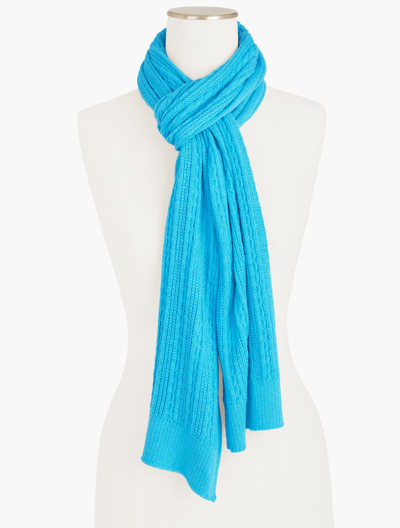 Talbots Cable Knit Scarf - Cyan Blue - 001