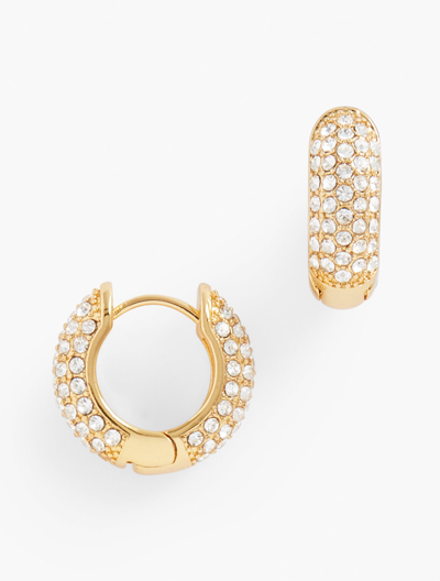 Talbots Shimmer & Shine Huggie Hoop Earrings - Crystal Clear/gold - 001