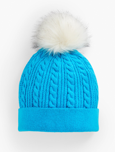 Talbots Cable Knit Beanie - Cyan Blue - 001