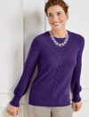 Talbots Cable Knit Crewneck Sweater - Purple Majesty - 3x