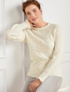 Talbots Cable Knit Crewneck Sweater - Ivory - X