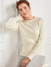 Talbots Cable Knit Crewneck Sweater - Ivory - X  In Ivory