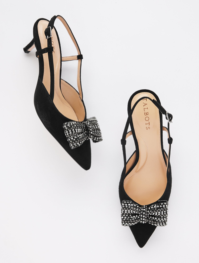 Talbots Erica Slingback Kitten Heel Pump - Suede - Black - 10m