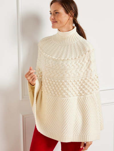 Talbots Cable Knit Poncho - Ivory - Medium