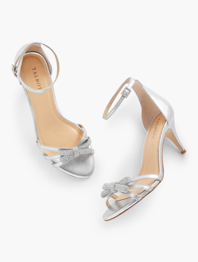 Talbots Erica Leather Ankle Strap Sandals - Metallic - Silver - 11m