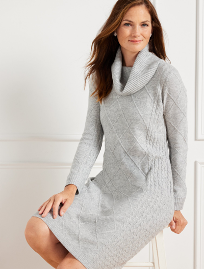 Talbots Plus Size - Cable Knit Cowl-neck Sweater Dress - Grey Sky Heather - 3x