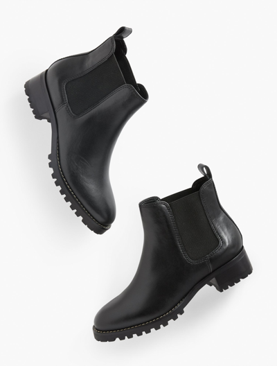 Talbots Tish Chelsea Pebbled Leather Boots - Black - 7m
