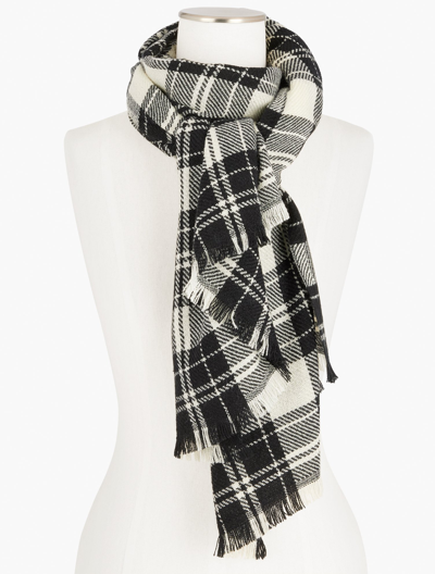 Talbots Frosting Plaid Oblong Scarf - Black - 001