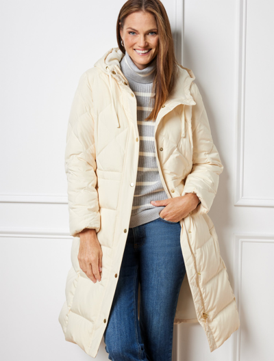 Talbots Hooded Down Puffer Coat - Ivory - 2x