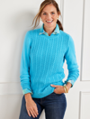 Talbots Allover Cable Crewneck Sweater - Cyan Blue - 3x